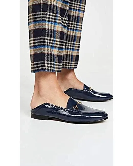 Sam Edelman Lior Navy Patent Leather Bit Loafer Slip On Classic Flat Shoes