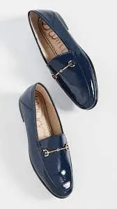 Sam Edelman Lior Navy Patent Leather Bit Loafer Slip On Classic Flat Shoes