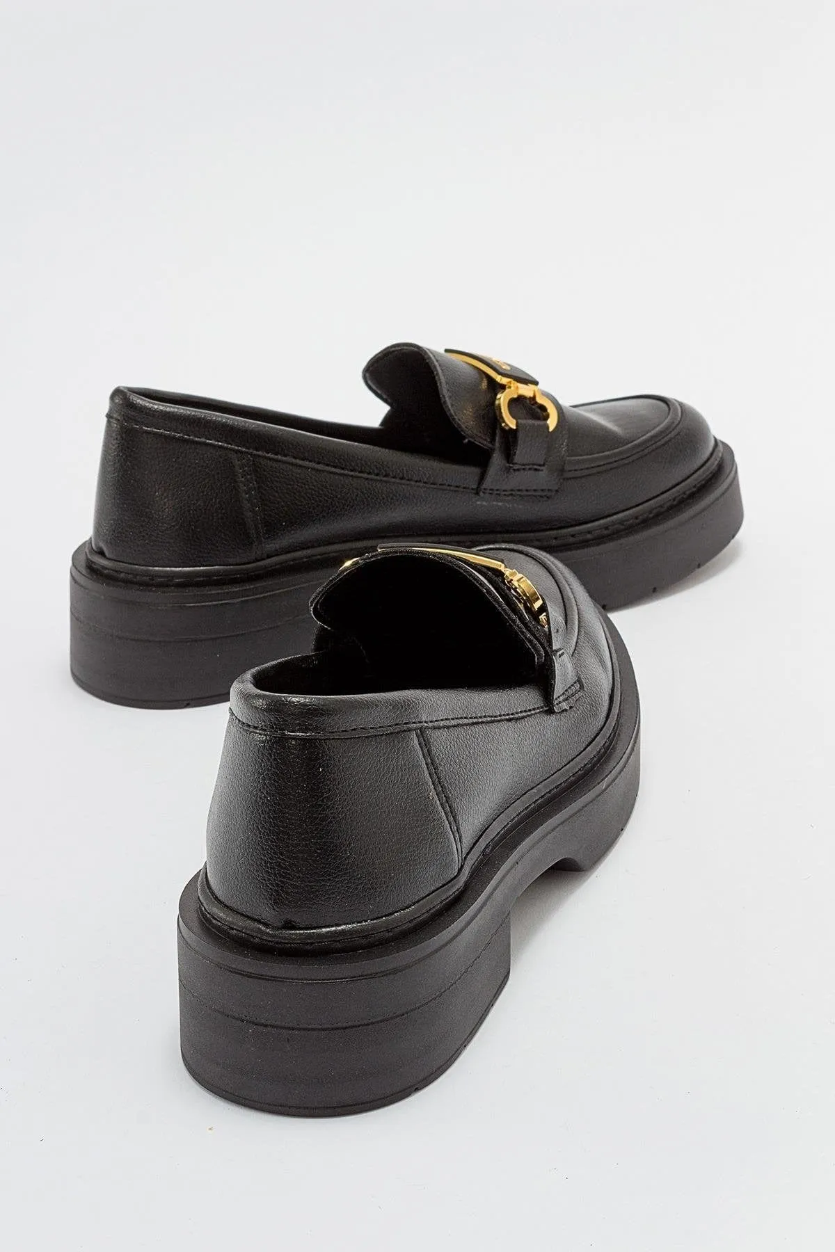 Simone Vegan Leather Bit Platform Loafers | Black