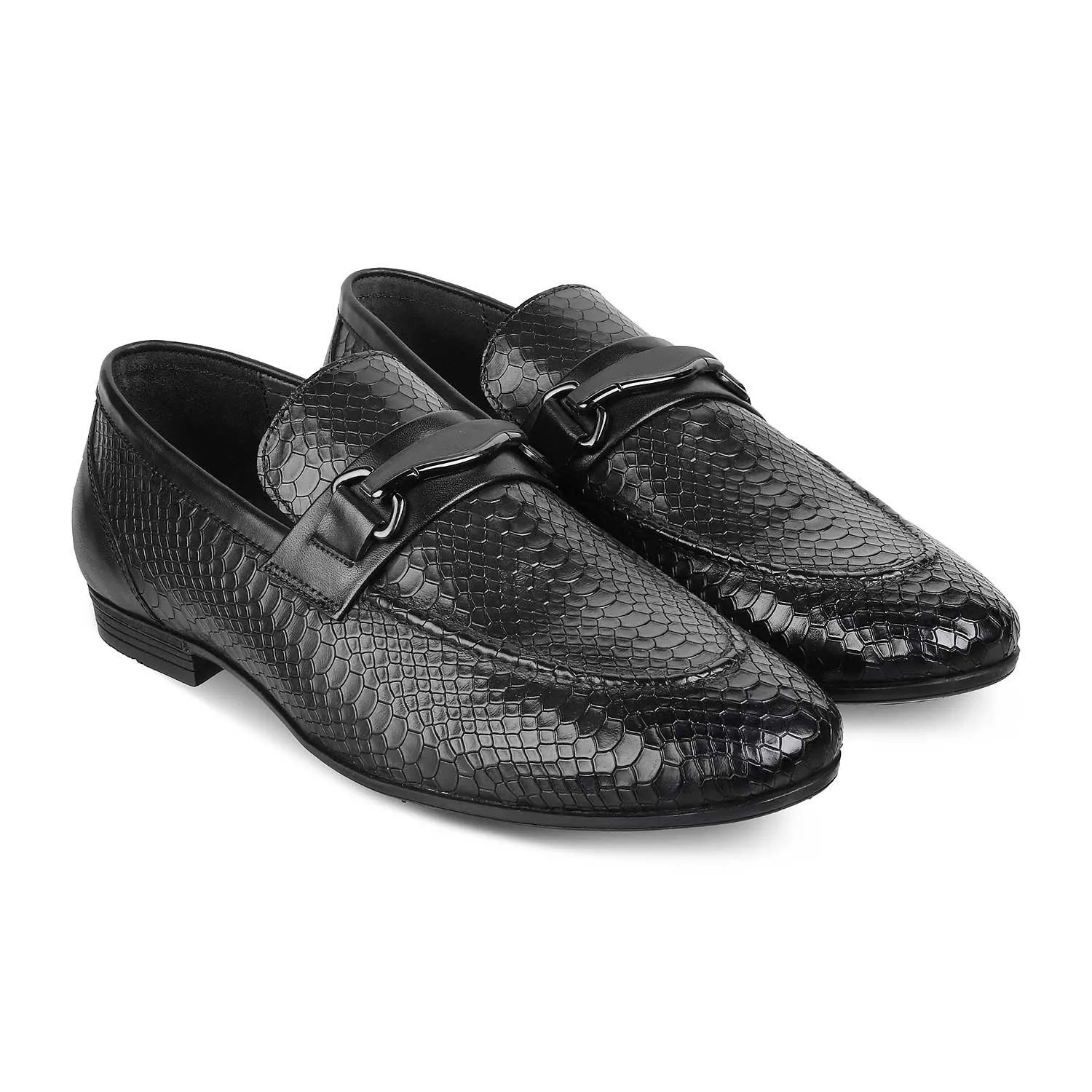The Rytom Black Men's Leather Loafers Tresmode