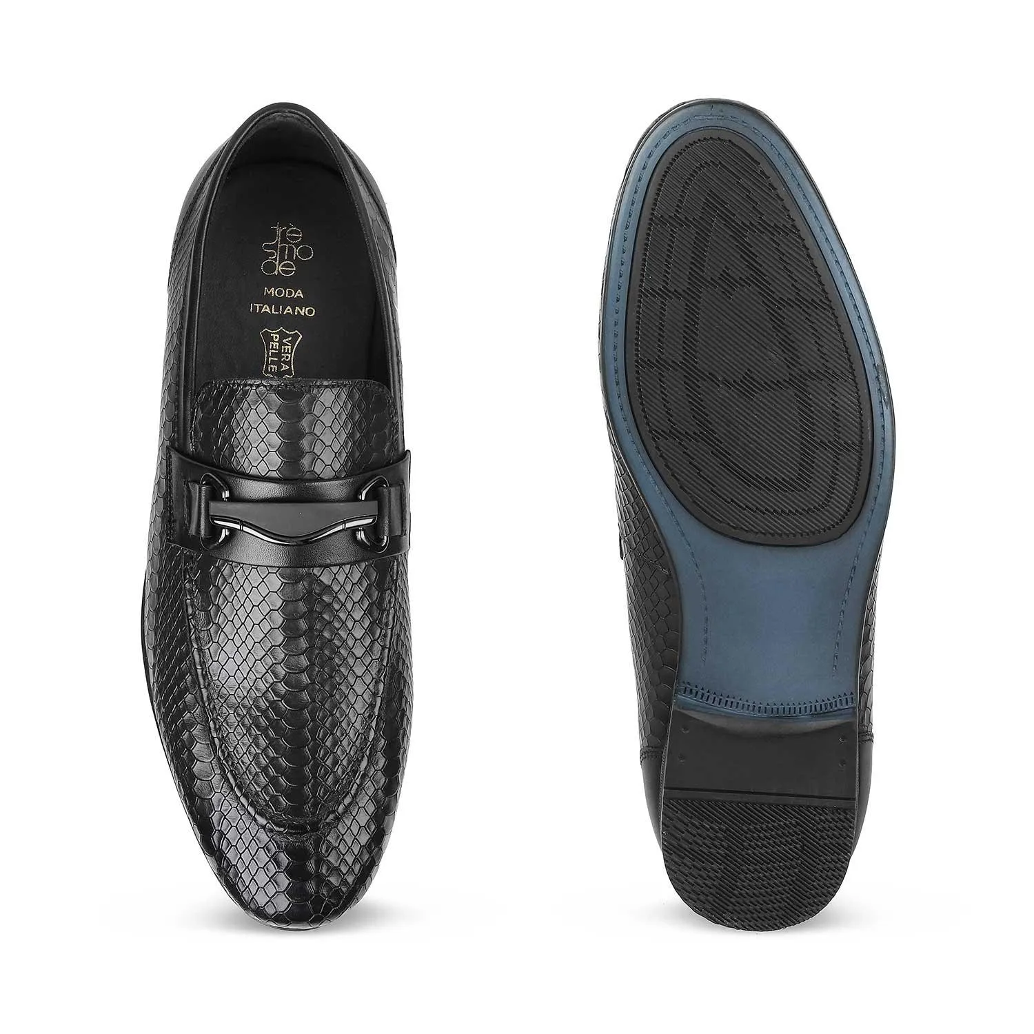 The Rytom Black Men's Leather Loafers Tresmode