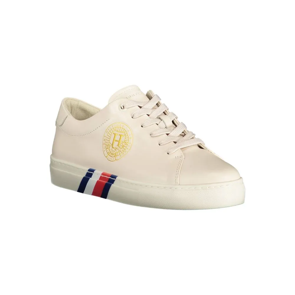 Tommy Hilfiger Beige Lace-Up Sneakers with Iconic Accents