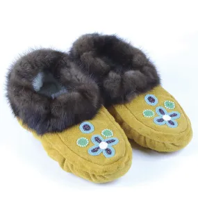 Unisex Ultra Deluxe Mink Fur Trim Moccasins