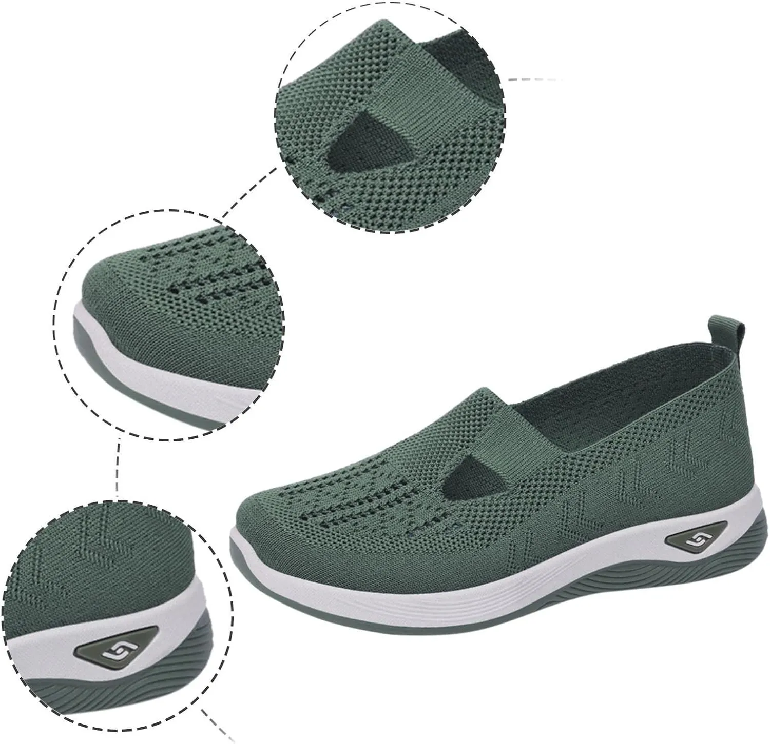 Walking Shoes for Women, Womens Slip On Sneakers Breathable Mesh Orthopedic Shoes Arch Support Non-Slip Sneakers