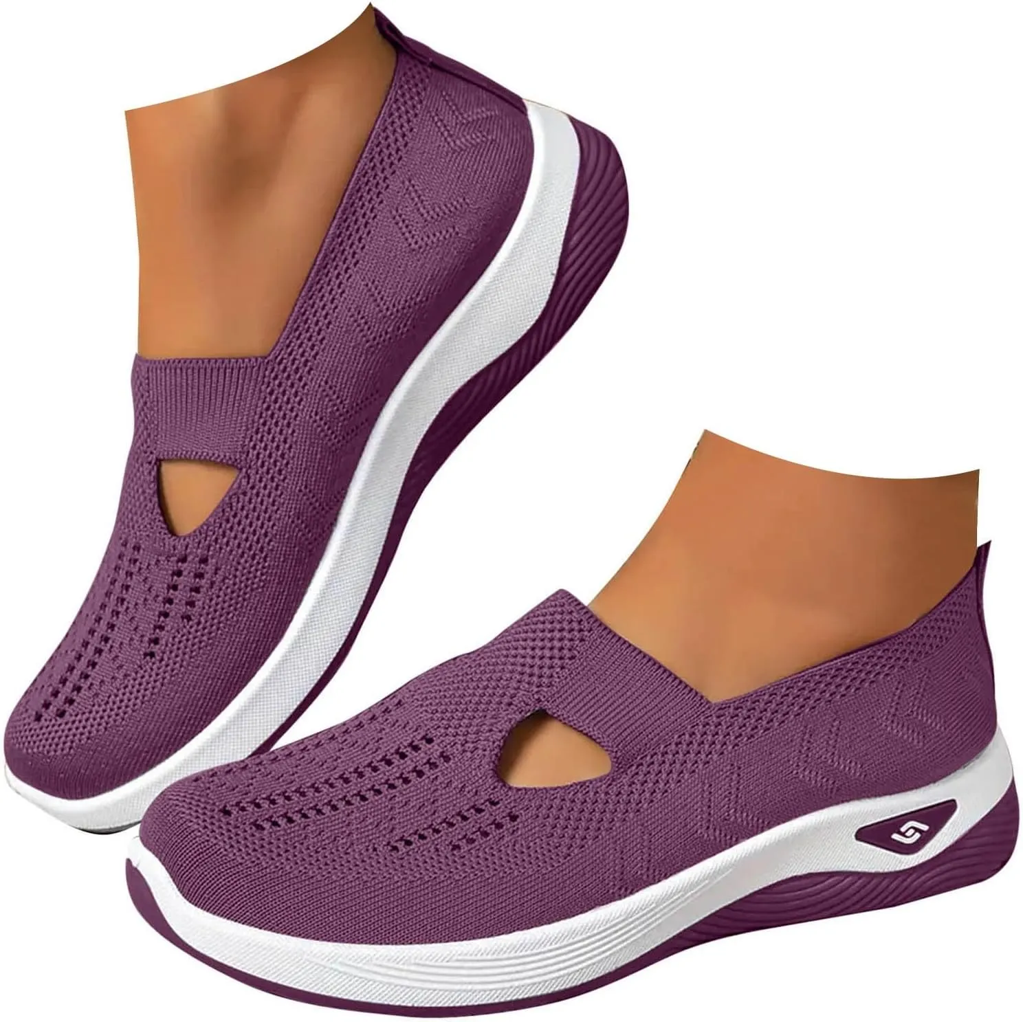 Walking Shoes for Women, Womens Slip On Sneakers Breathable Mesh Orthopedic Shoes Arch Support Non-Slip Sneakers