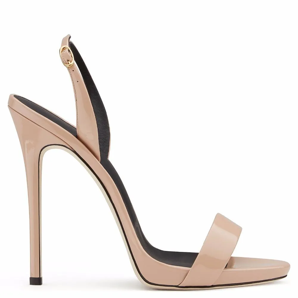 Women solid color peep toe slingback ankle strap stiletto heels