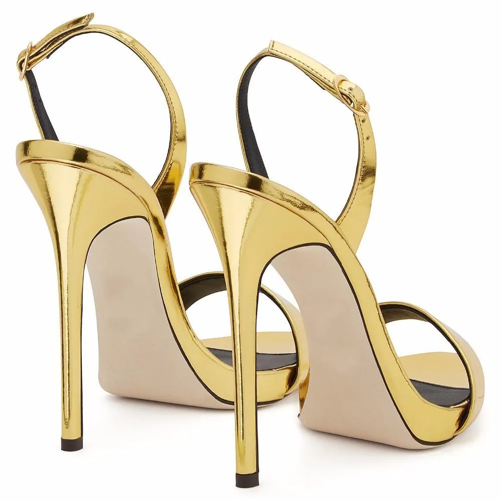 Women solid color peep toe slingback ankle strap stiletto heels