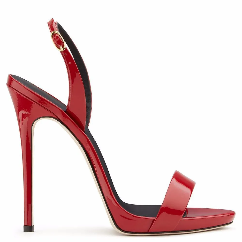 Women solid color peep toe slingback ankle strap stiletto heels