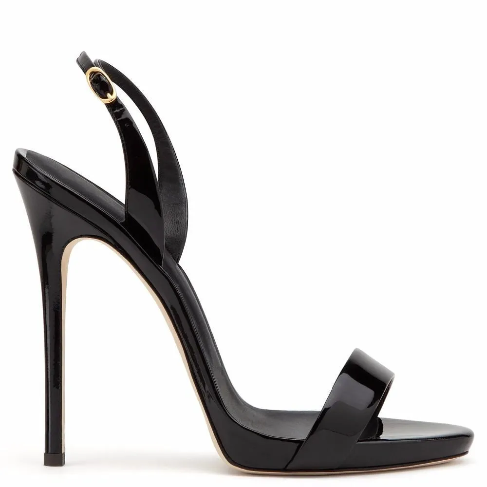 Women solid color peep toe slingback ankle strap stiletto heels