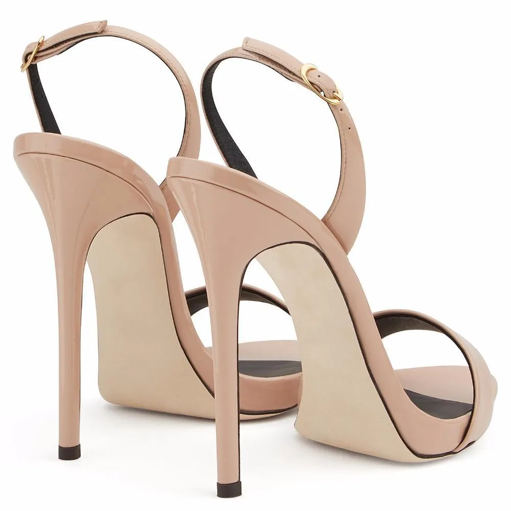 Women solid color peep toe slingback ankle strap stiletto heels