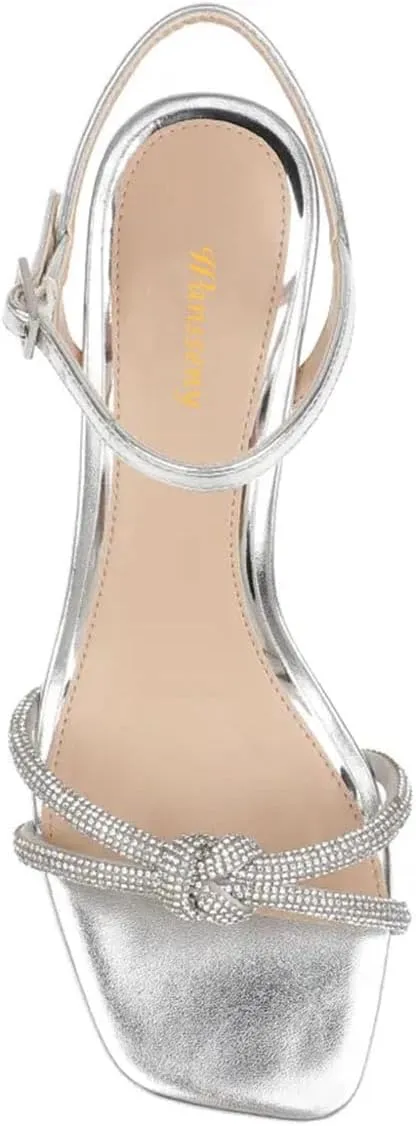 Women Stylish Strap Knot Open Toe Summer Sandals Low Heel Ankle Strap Slingback Party Dress Shoes Size 4-16 US