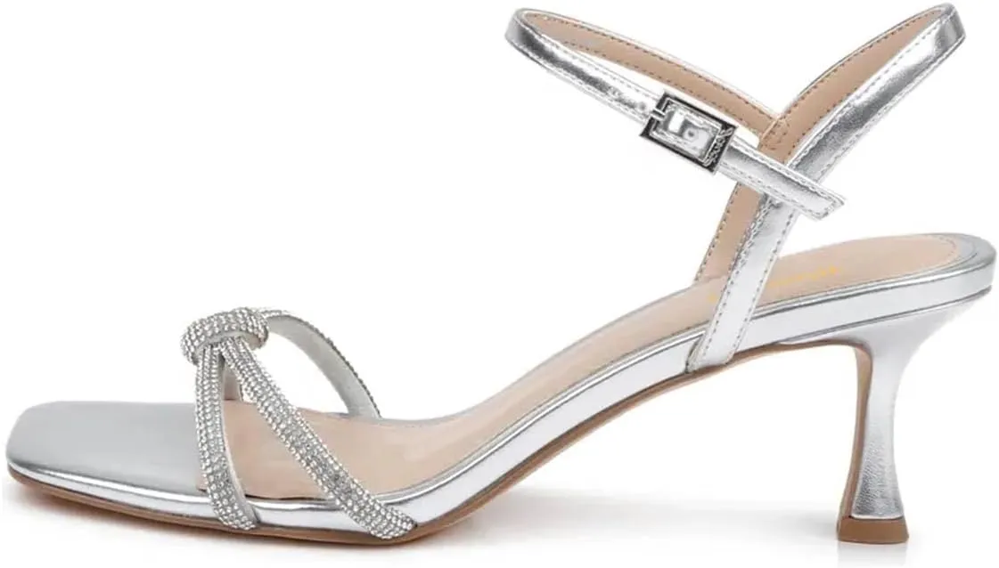 Women Stylish Strap Knot Open Toe Summer Sandals Low Heel Ankle Strap Slingback Party Dress Shoes Size 4-16 US