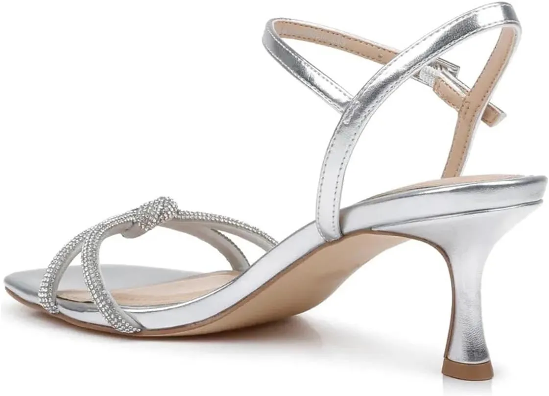 Women Stylish Strap Knot Open Toe Summer Sandals Low Heel Ankle Strap Slingback Party Dress Shoes Size 4-16 US