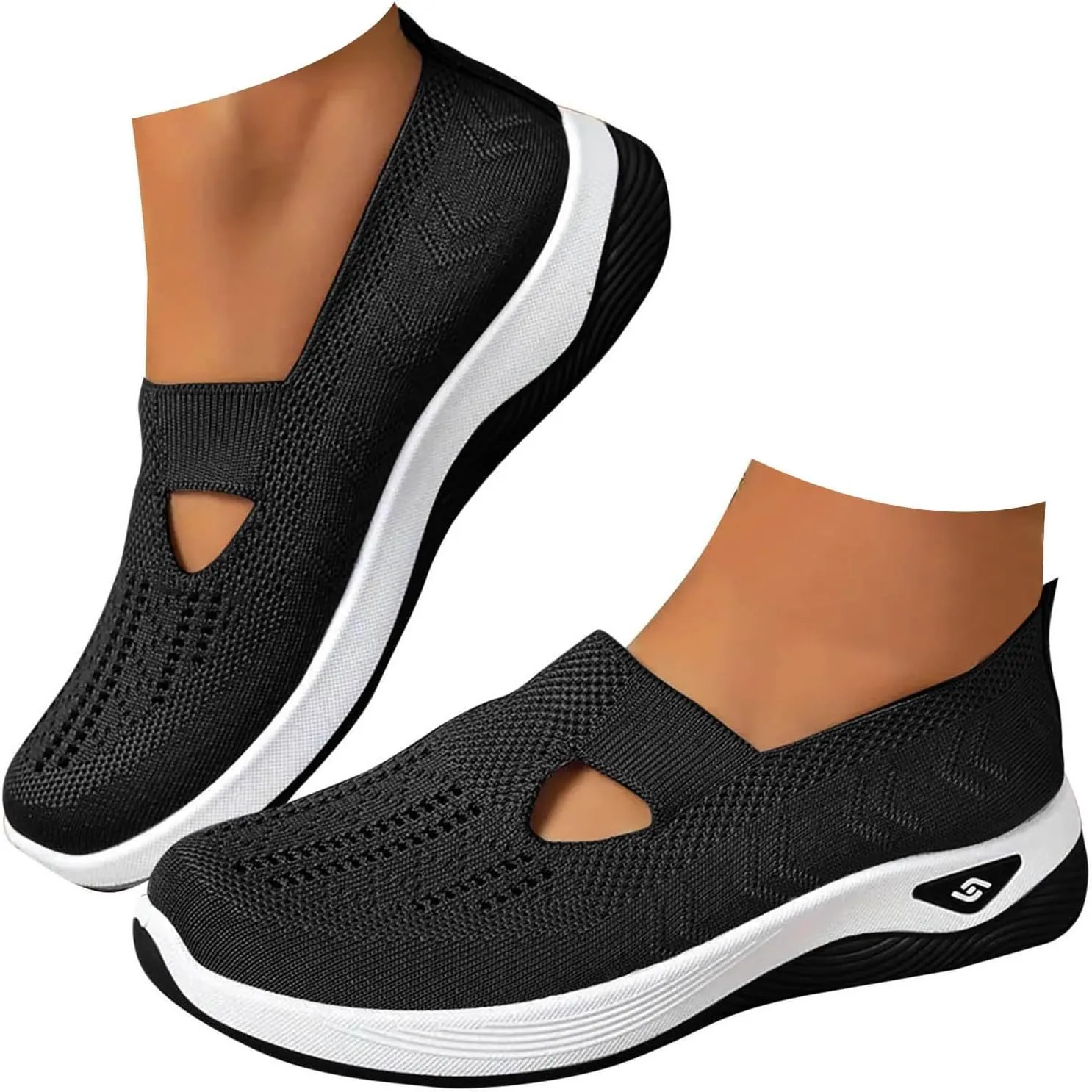 Womens Best Walking Shoes Slip On Sneakers Breathable Mesh Tennis Shoes Arch Support Non-Slip Orthopedic Sneakers