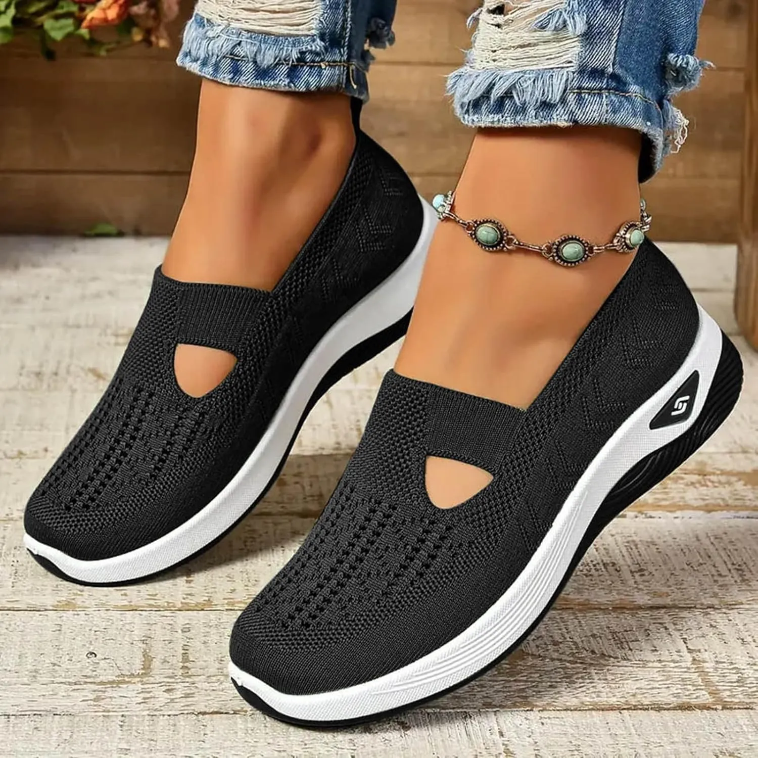 Womens Best Walking Shoes Slip On Sneakers Breathable Mesh Tennis Shoes Arch Support Non-Slip Orthopedic Sneakers
