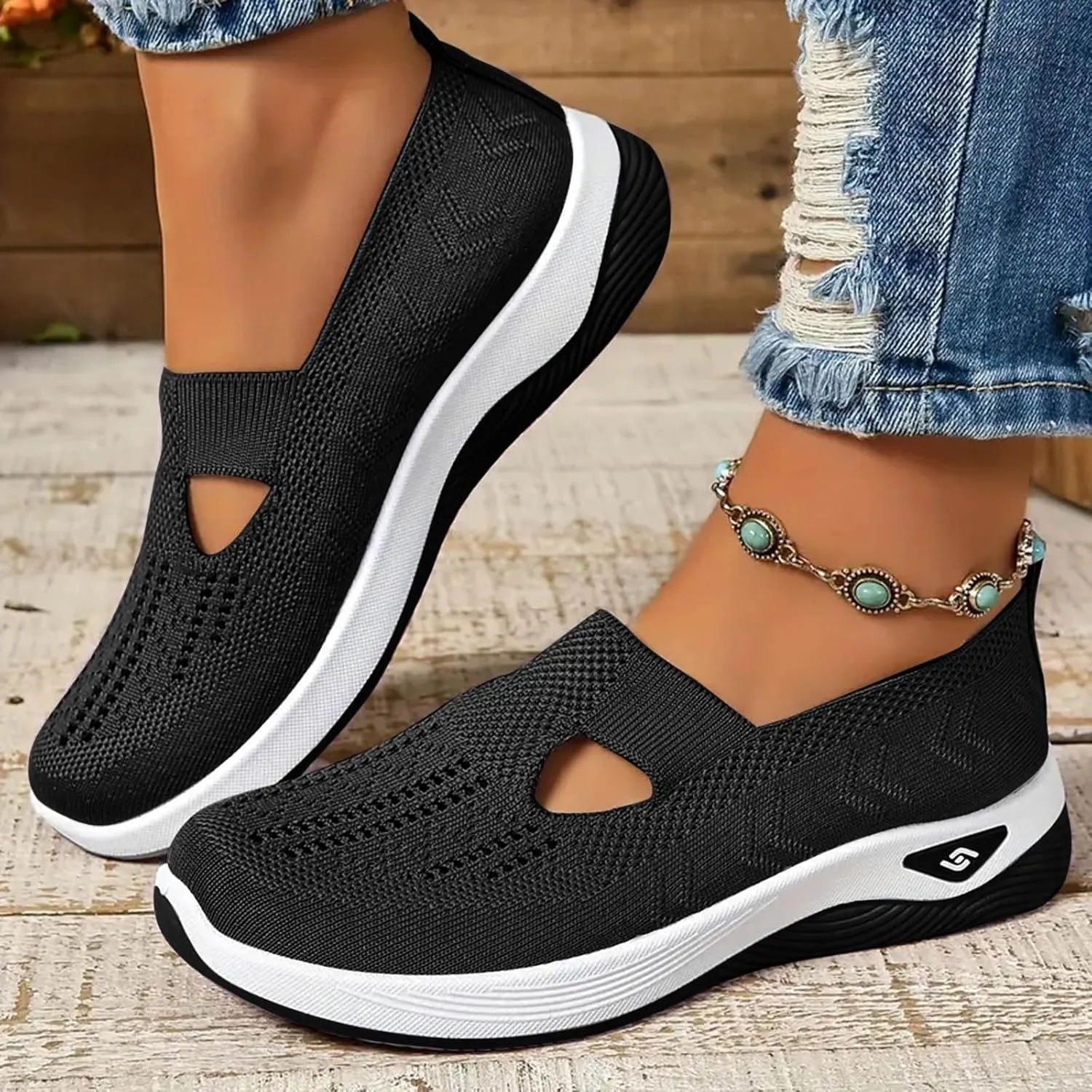 Womens Best Walking Shoes Slip On Sneakers Breathable Mesh Tennis Shoes Arch Support Non-Slip Orthopedic Sneakers