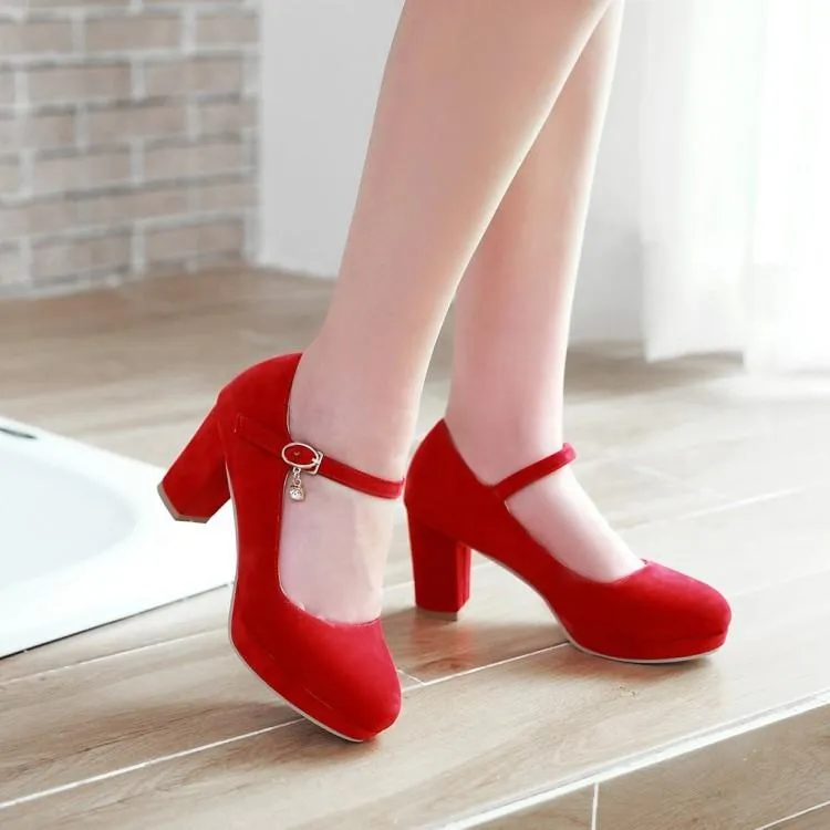 Women's buckle strap high heels dress shoes