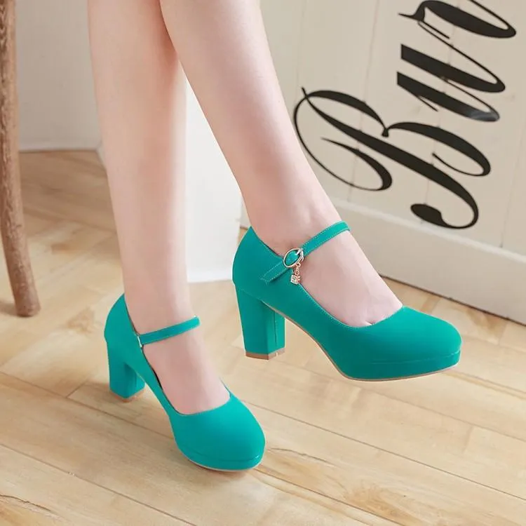 Women's buckle strap high heels dress shoes