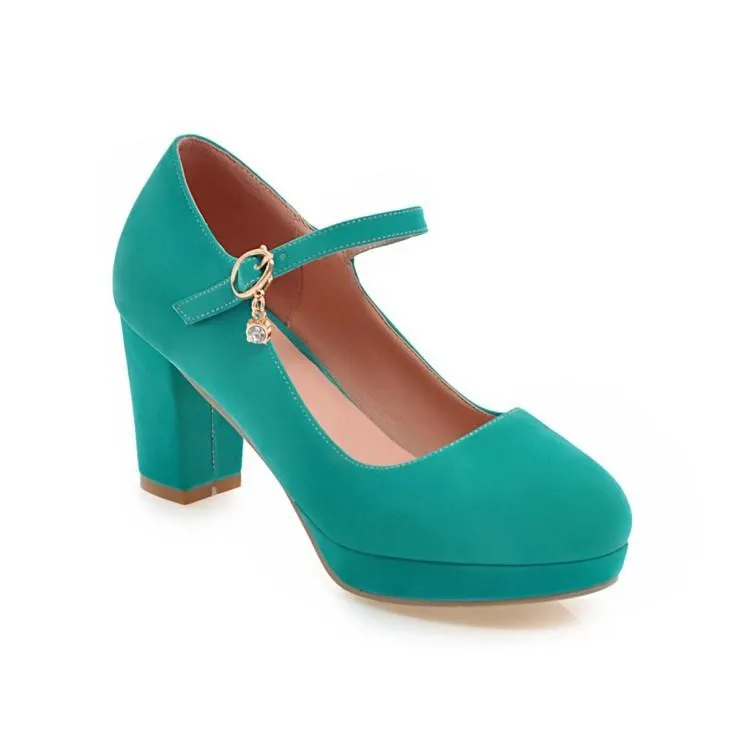 Women's buckle strap high heels dress shoes