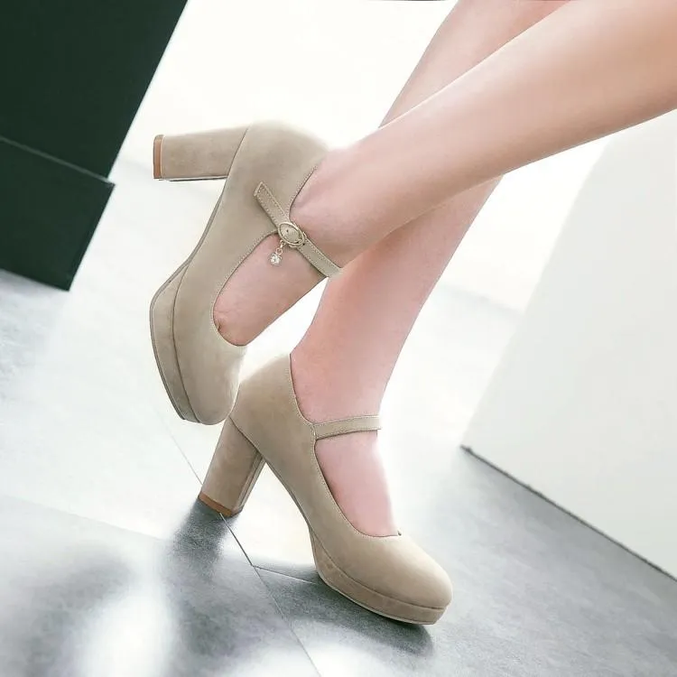 Women's buckle strap high heels dress shoes