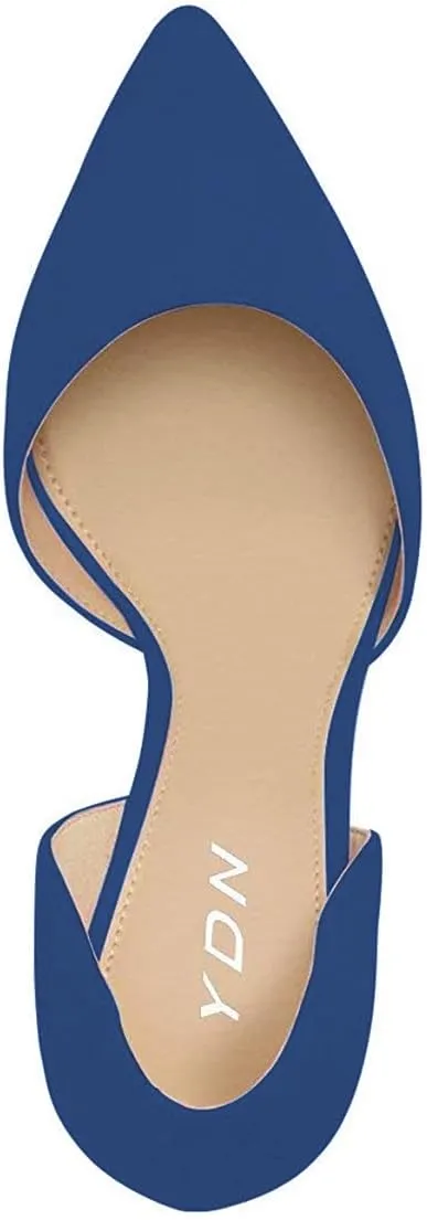 YDN Women Classic Mid Heels D'Orsay Pumps Suede Pointed Toe Slip On Dressy Stilettos Shoes Size 4-16