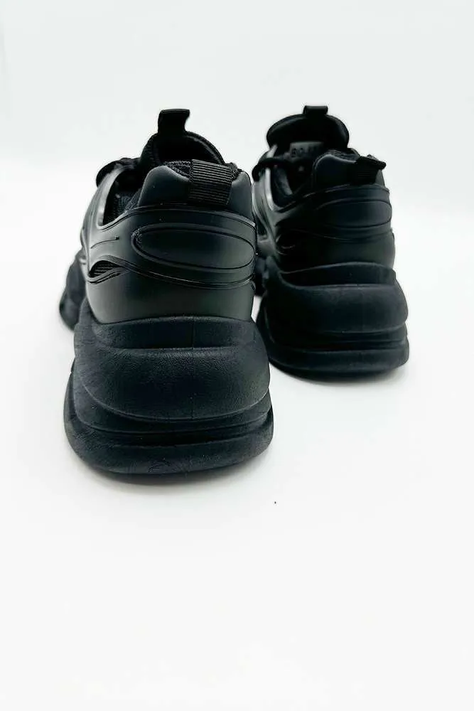 Zola Chunky Lace Up Trainers in Black